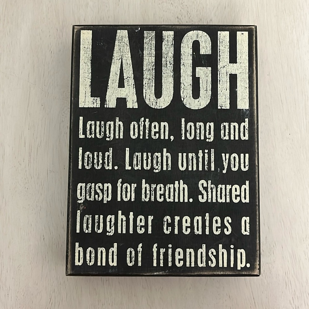Fun quote about laughter wooden plaque